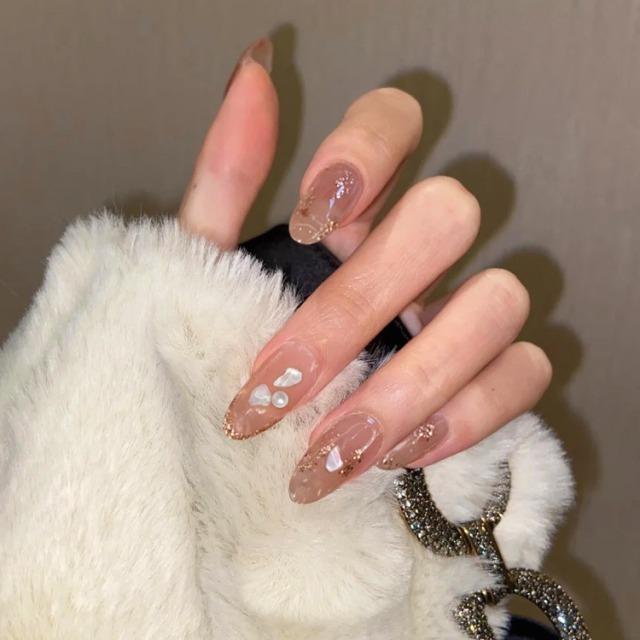 ネイルチップ ロング 韓国 成人式 可愛い 透明 キラキラ シンプル