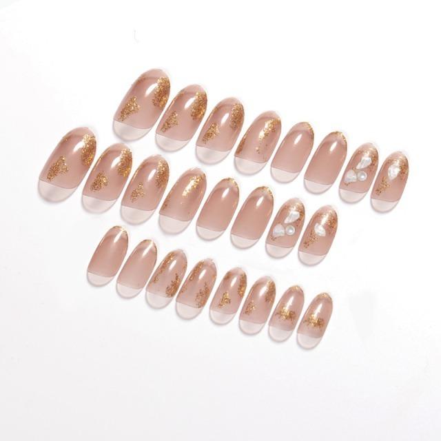 ネイルチップ ロング 韓国 成人式 可愛い 透明 キラキラ シンプル  