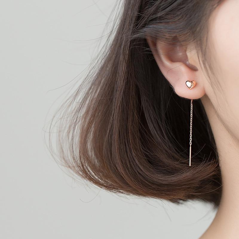 ピアス ハート チェーンピアス ピンクゴールド シンプル 上品