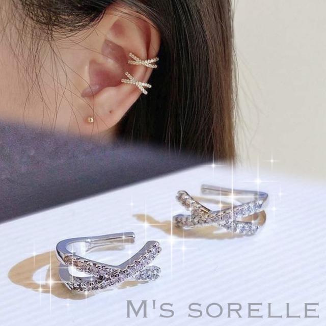 残２♥ヴィンテージローズとスクエアクリアのスワロフスキーイヤーカフのセット♥ 残2♥ヴィンテージローズとスクエアクリアのスワロフスキー