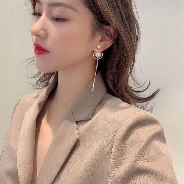 ピアス パール チェーン ゴールド 上品 フォーマル スーツ