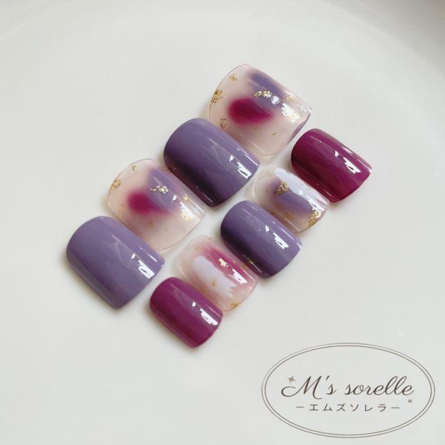 ネイルチップ ショートオーバル レギュラー オーバル ネイルチップ 繰り返し 量産型 ネイルチップ ニュアンス ショート 紫 ラウンド 付け爪 韓国 Msc015 M S Sorelle 通販 Yahoo ショッピング