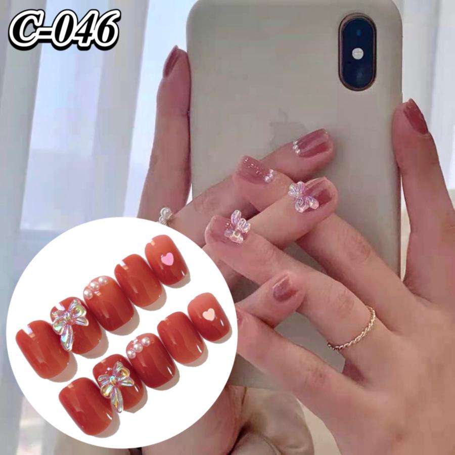 ネイルチップ ジェルネイル ネイル リボン パール うるつや 韓国風 Msc046 M S Sorelle 通販 Yahoo ショッピング