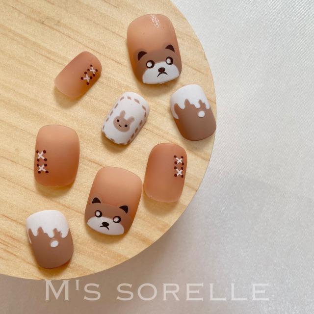 ネイルチップ ジェルネイル ネイル ゆめかわ くま うさぎ マット