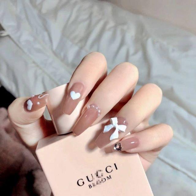 ネイルチップ 韓国 成人式 可愛い ピンク ピンクベージュ バレリーナ  