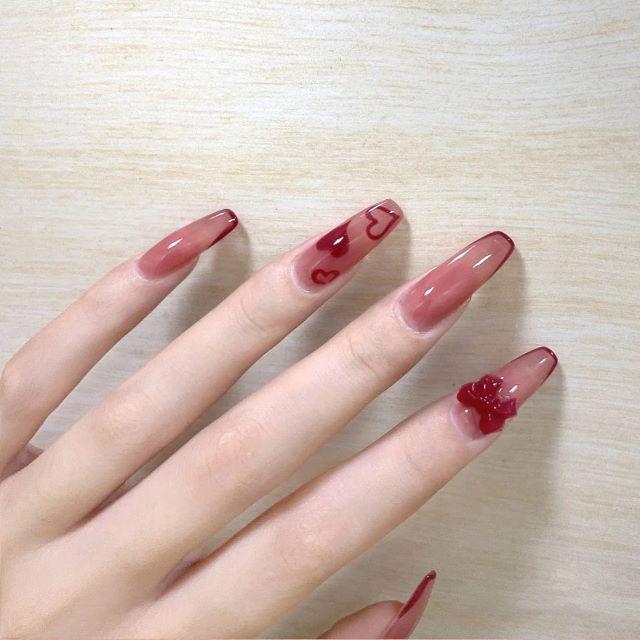 ネイルチップ ロング ジェルネイル 付け爪 つけ爪 バレリーナ 可愛い ハート リボン 3d ラインフレンチ 赤 ラインフレンチ 韓国 量産型 地雷 Msc0 M S Sorelle 通販 Yahoo ショッピング