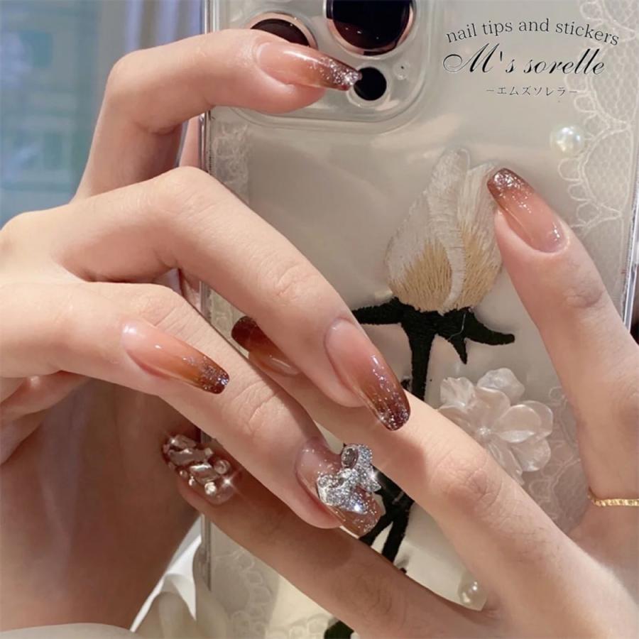 ネイルチップ ロング 韓国 成人式 振袖 和装 結婚式 お呼ばれ