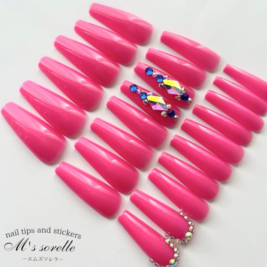 ネイルチップ 単色 ロング 韓国 成人式 ピンク 派手 長い ギャル 振袖