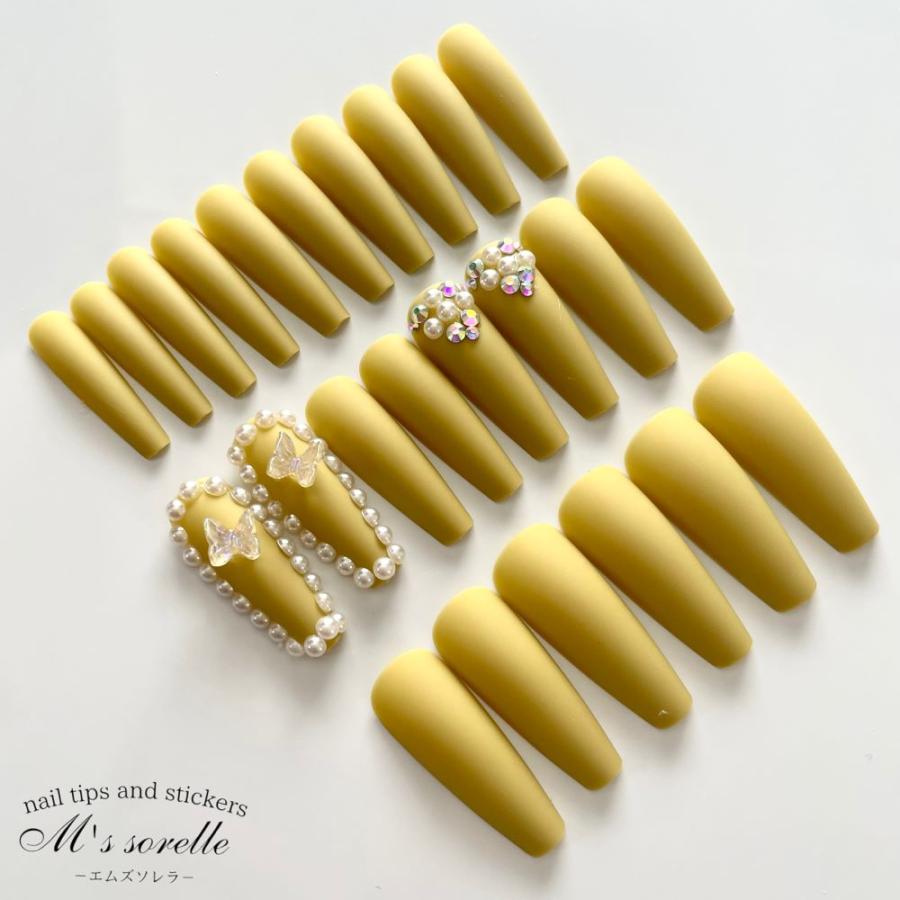 ［NO.3］ネイルチップ 和柄 成人式 振袖 イエロー 送料無料】カラー変更OK ニュアンス和柄ネイル イエロー/成人式
