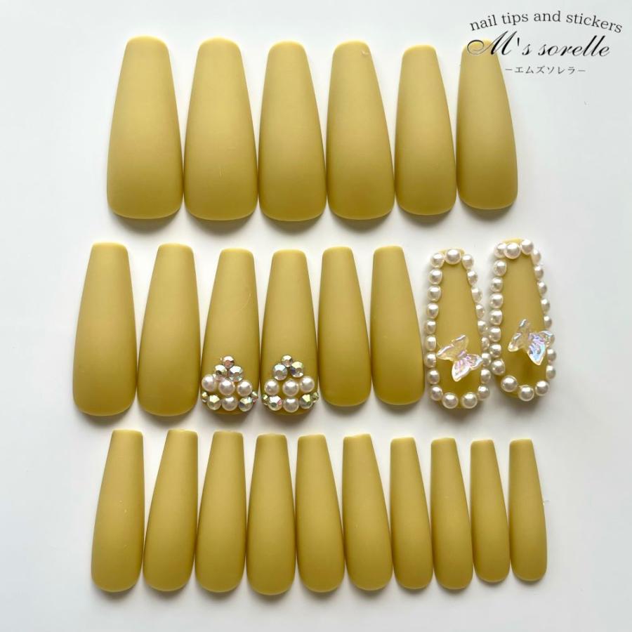 ネイルチップ 黄色 和柄 和風 ロング バレリーナ 韓国 成人式