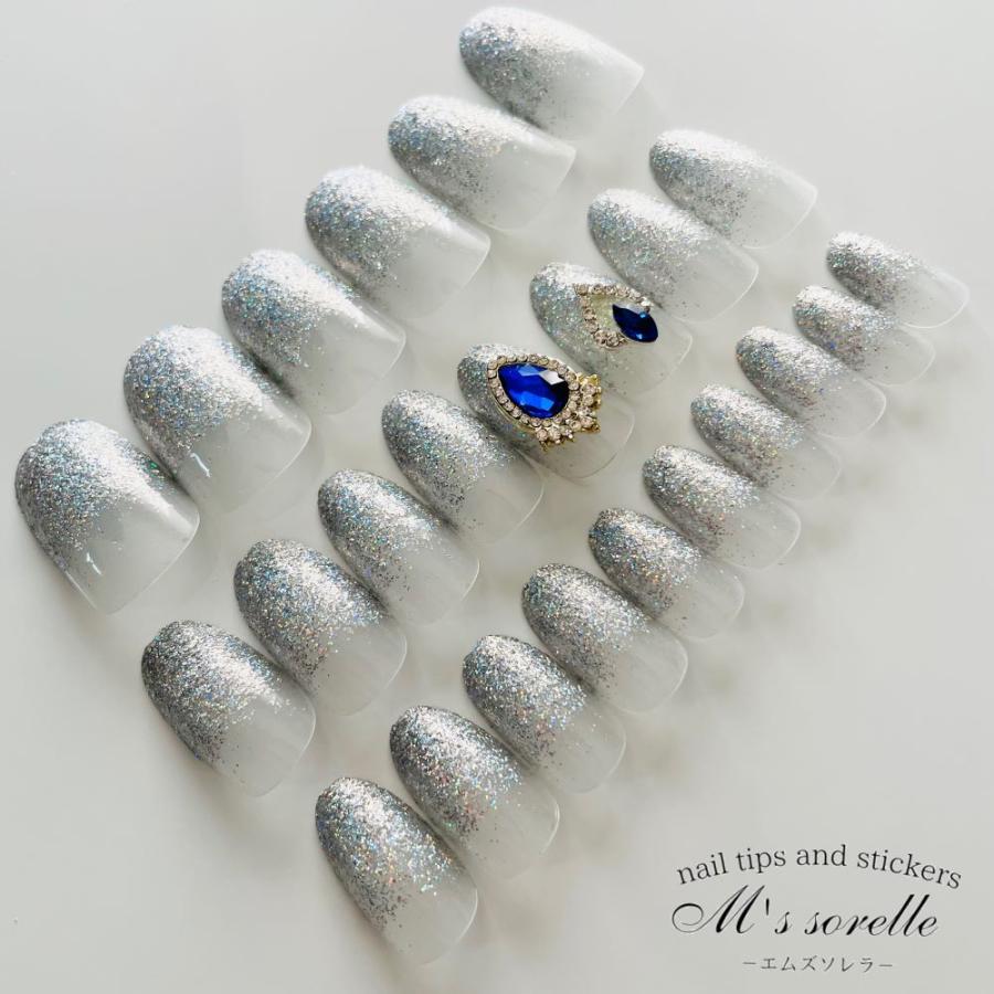 ネイルチップ 派手 和装 ロング ミディアム オーバル キラキラ