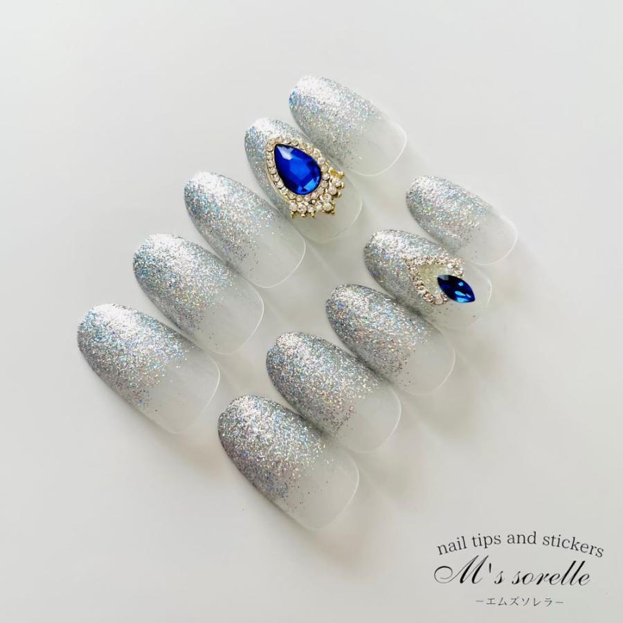 ネイルチップ 派手 和装 ロング ミディアム オーバル キラキラ