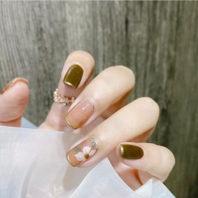ネイルチップ ジェルネイル ネイルシール 花柄 ラインフレンチ Msn04 M S Sorelle 通販 Yahoo ショッピング