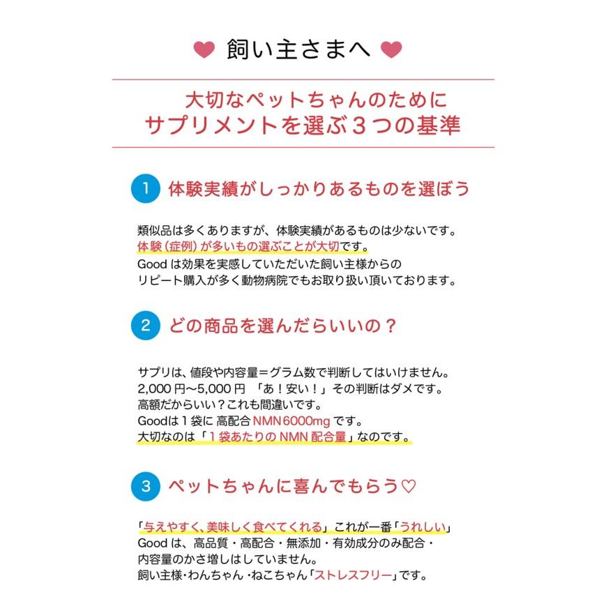 NMN サプリメント Good 【正規品】 犬用 猫用 長寿遺伝子を活性化 細胞