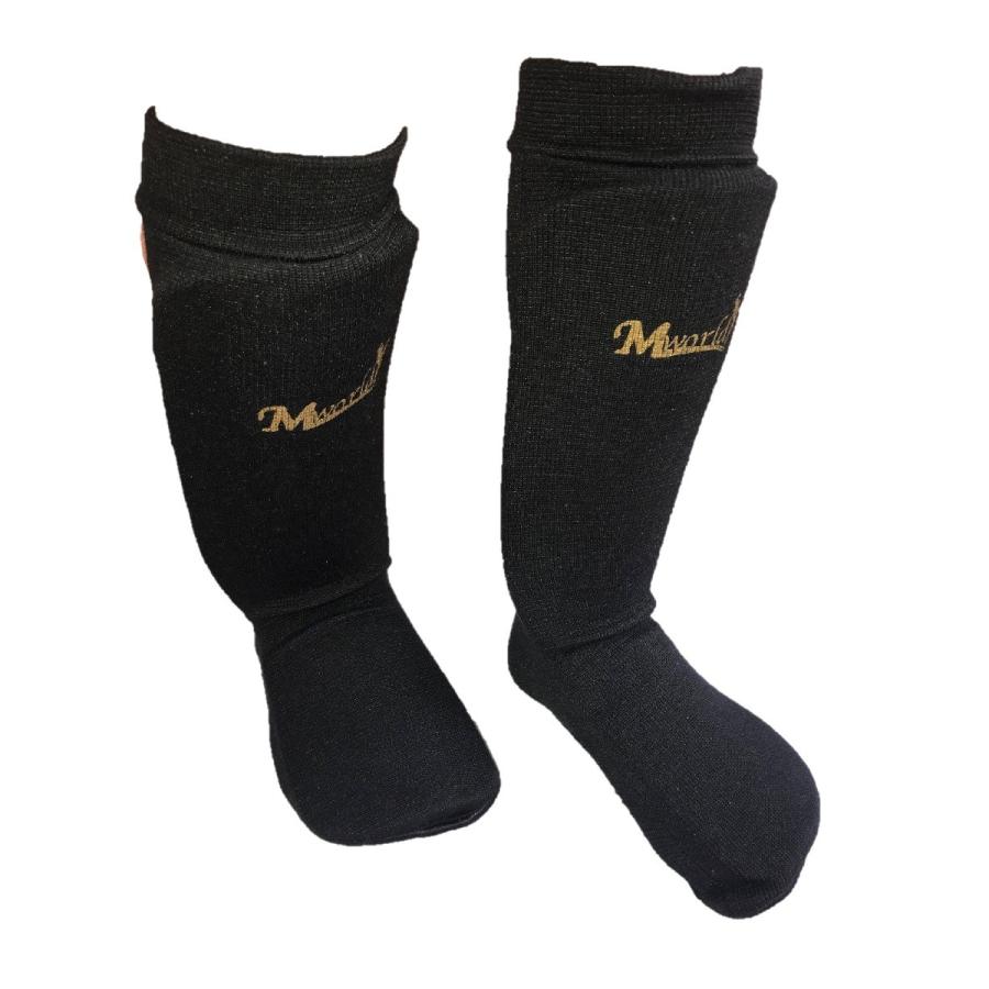 M-WORLD レッグサポーター newタイプ ブラック //空手 足サポーター 脛