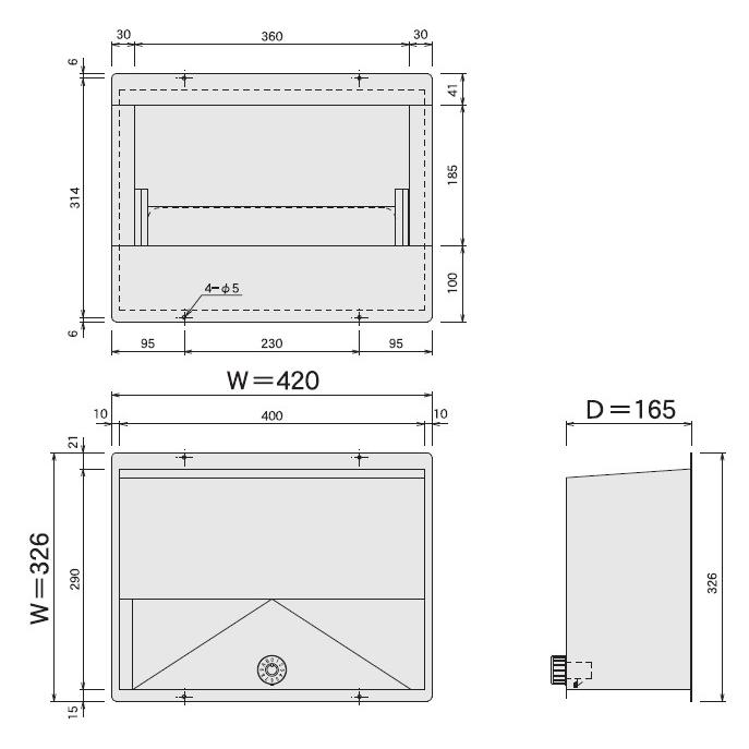 郵便ポスト ハッピー金属 670K 内掛け 本体 : エムワンショップ - 通販