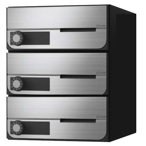 ナスタ（NASTA)　ポスト　KS-MB6002PY-3　大型郵便物対応　前入前出　屋内タイプ　横開き　3戸用