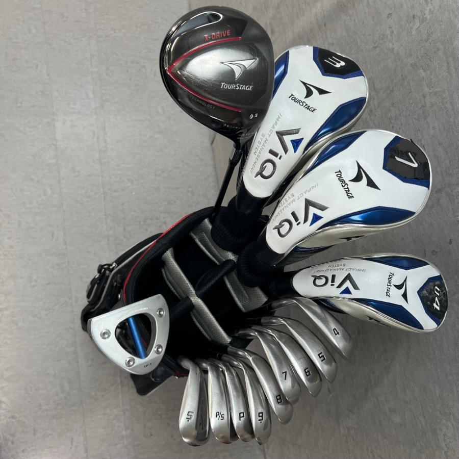 ツアーステージ　メンズゴルフ14本セット　カーボン　右利き用　キャディバッグ TOURSTAGE ツアーステージ メンズゴルフ14本セット カーボン 右
