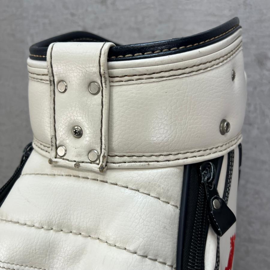 パーリーゲイツ ゴルフ用キャディバッグ カート式 レザー ホワイト 白