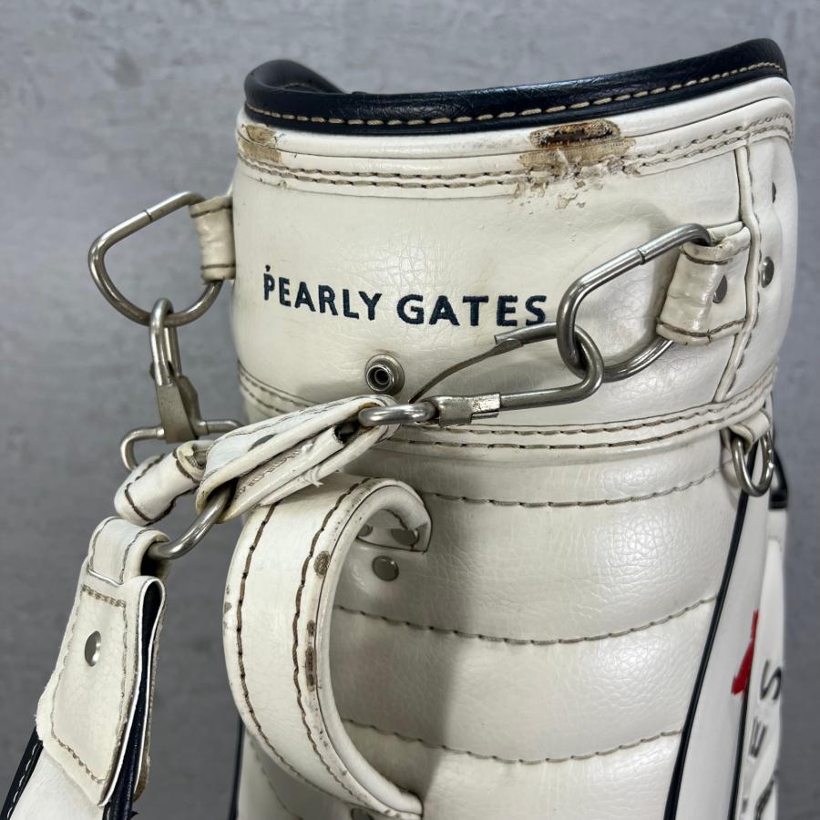 パーリーゲイツ ゴルフ用キャディバッグ カート式 レザー ホワイト 白