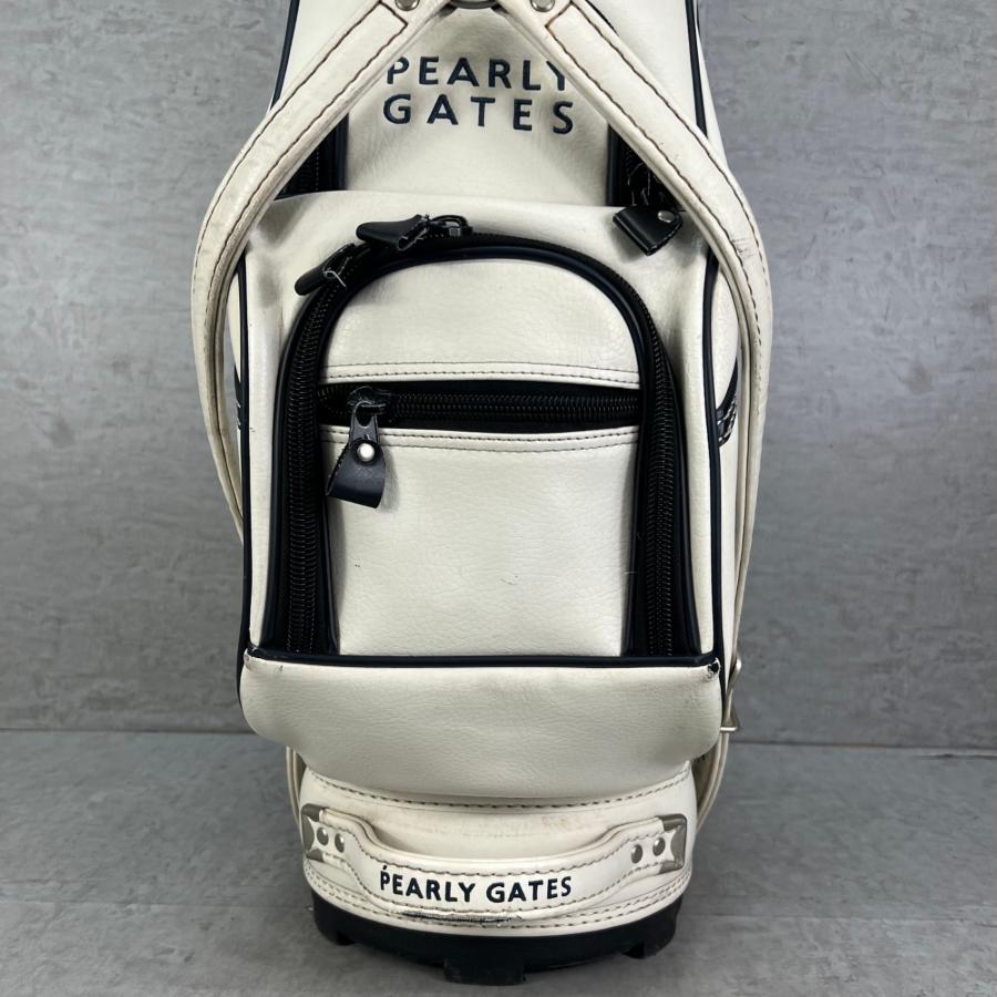 パーリーゲイツ ゴルフ用キャディバッグ カート式 レザー ホワイト 白