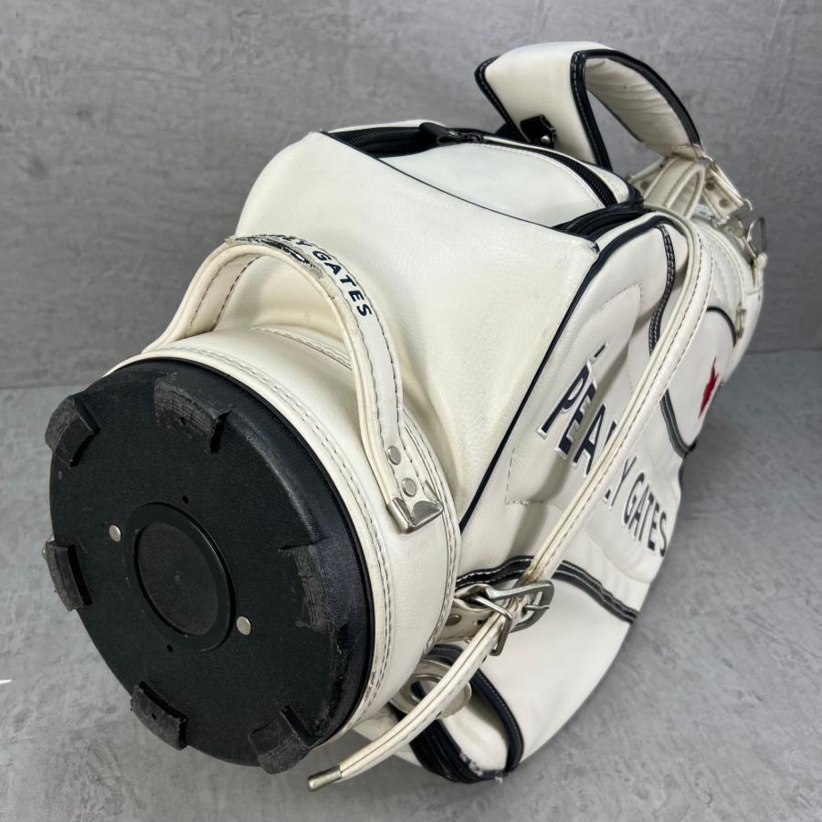 パーリーゲイツ ゴルフ用キャディバッグ カート式 レザー ホワイト 白