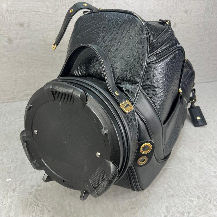 アクセル ゴルフ キャディバッグ カート式 オーストリッチ 駝鳥革