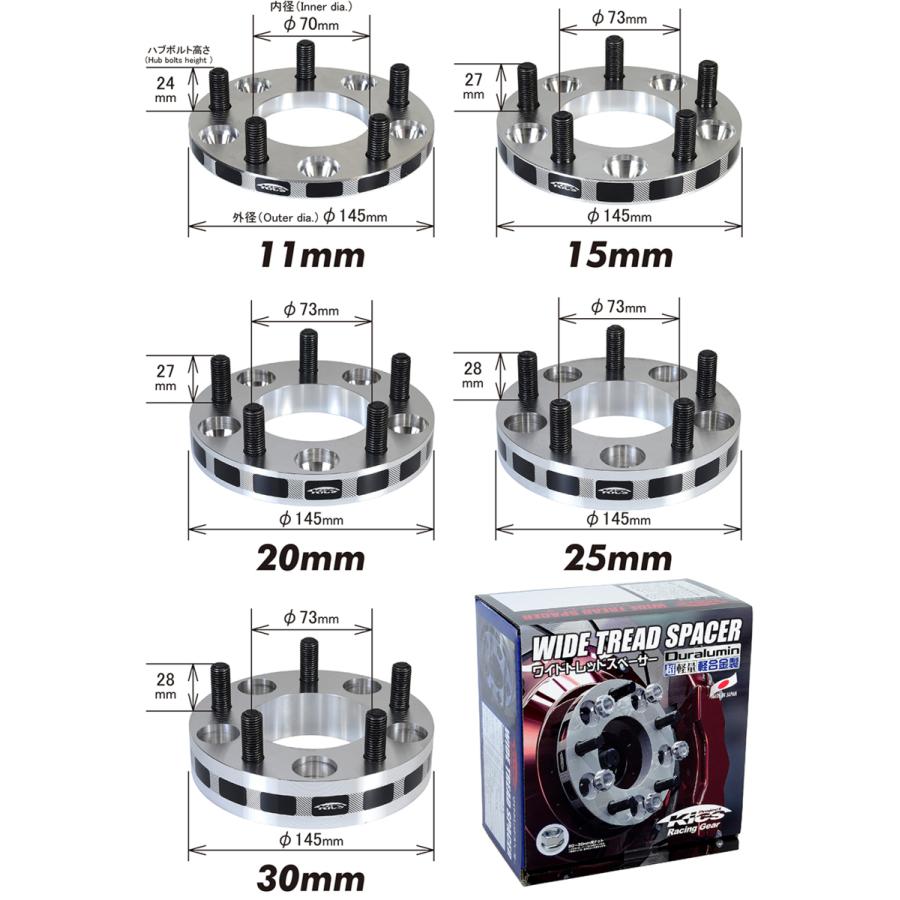 KYO-EI ワイトレ 5111W1 11mm Kics WIDE TREAD SPACER M12 P1.5 5