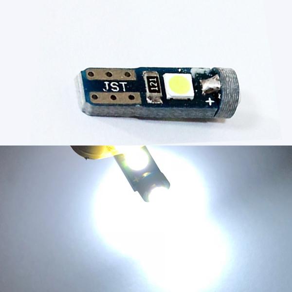 4個 LED 3SMD T5 T6.5 ライトエアコン メーター パネル 基盤型 ソケット ホワイト 球 広角照射 バイク 車 汎用｜m2k