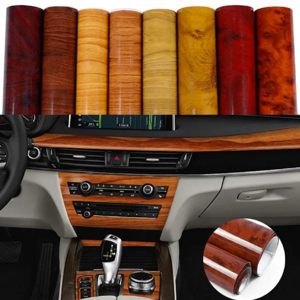 ウッドステッカー カーフィルム 10cm 100cm カッティングシート 車 インテリア 木目 パネル オーク マホガニー 柾目 エンブレム