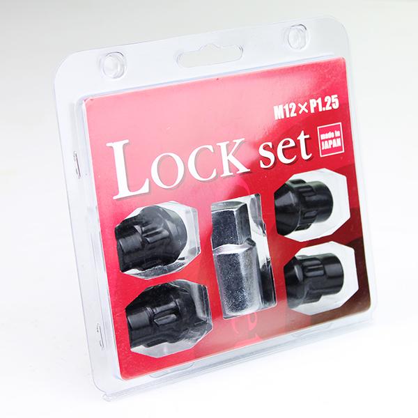 国産 ブラック ロックナット 4個 ホイールナット P1.25 21HEX ブラック 