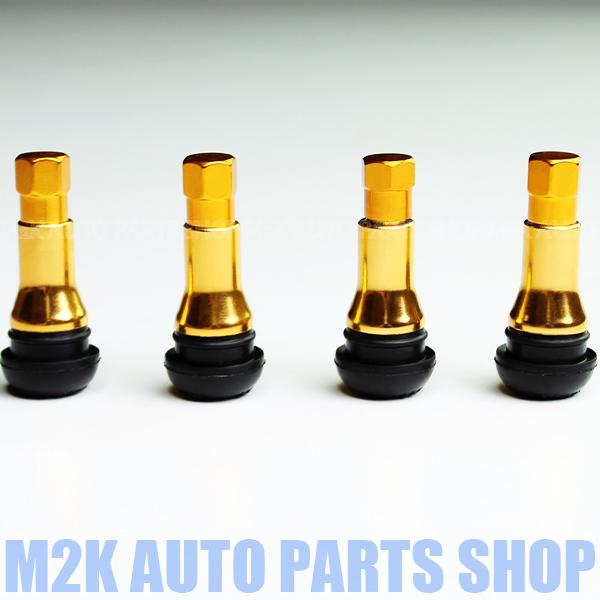 スリーブ 付 TR413 エアーバルブ 4個 エア バルブ スナップインバルブ タイヤ ゴムバルブ フルカバー ゴールド TR413C-SL | ブランド登録なし