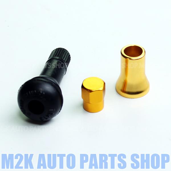 スリーブ 付 TR413 エアーバルブ 4個 エア バルブ スナップインバルブ タイヤ ゴムバルブ フルカバー ゴールド TR413C-SL | ブランド登録なし | 01