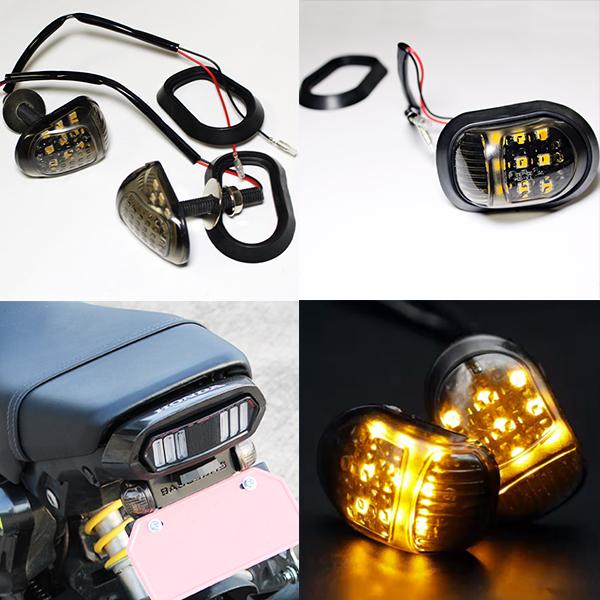 9連 LED バイク ウィンカー LEDスリムウィンカー ブラック 2個セット