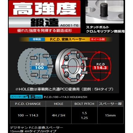 ケースペック デジキャン P.C.D. 変換スペーサー 2枚 15mm 100 114.3