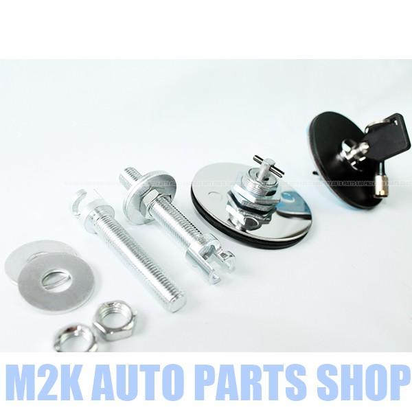 鍵付き ボンネットピン フラットタイプ 円盤 円形 メタルタイプ