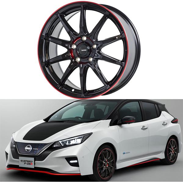 17インチ P-05R 6.5J+45 4H 100 1本 ブラック レッド ホイール アクア ヴィッツ カローラ ノート 業販の画像