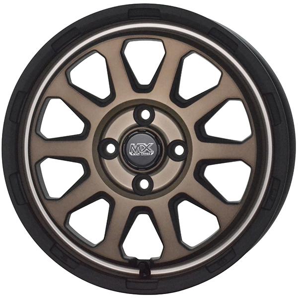 12インチ マッドクロス レンジャー 4.00B 4J+43 4H-100 1本 ホイール マットブロンズ タント ムーブ ワゴンR 業販の画像