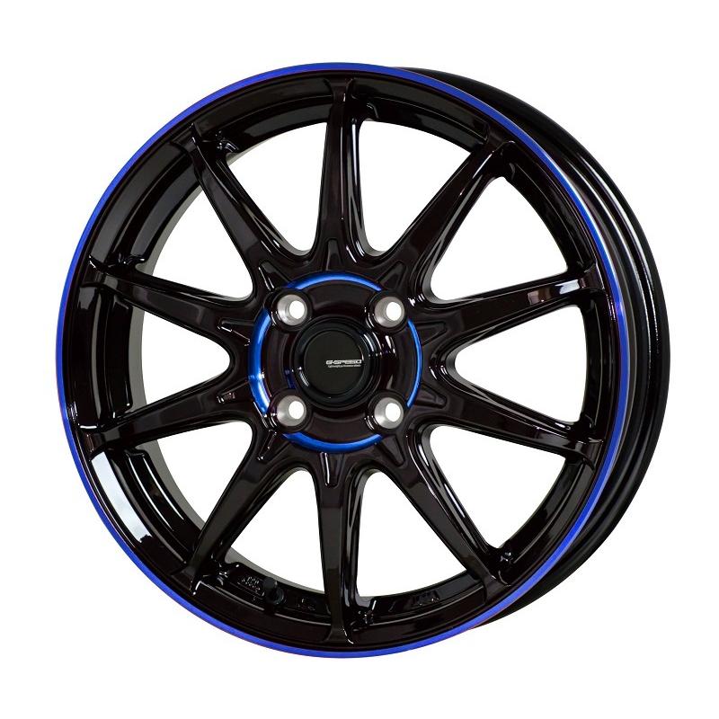 15インチ P-05R 5.5J+45 4H 100 4本 ブラック ブルー ホイール アクア スイフト カローラ 業販