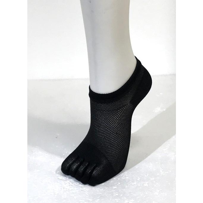 5本指ソックス メッシュ 3足セット 涼しい かかと付き 黒無地