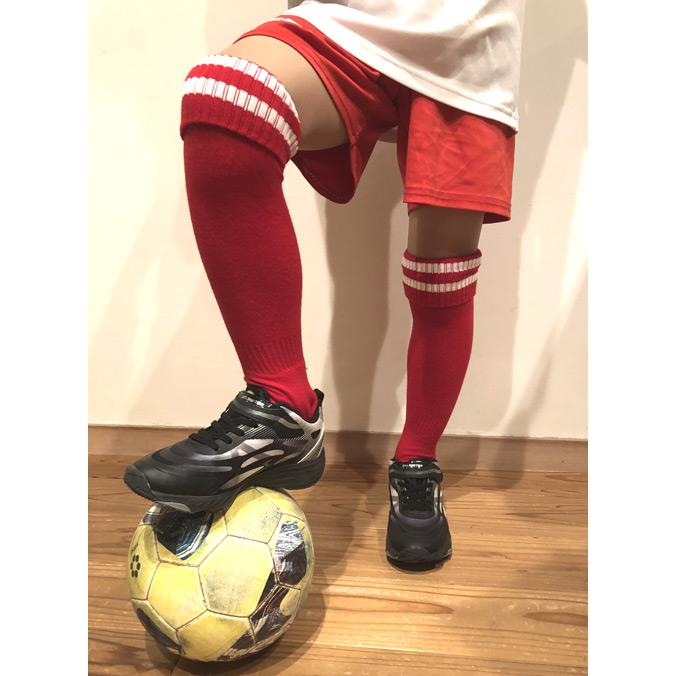 サッカーソックス ハイソックス 無地 ライン 表糸 綿100％ ジュニア
