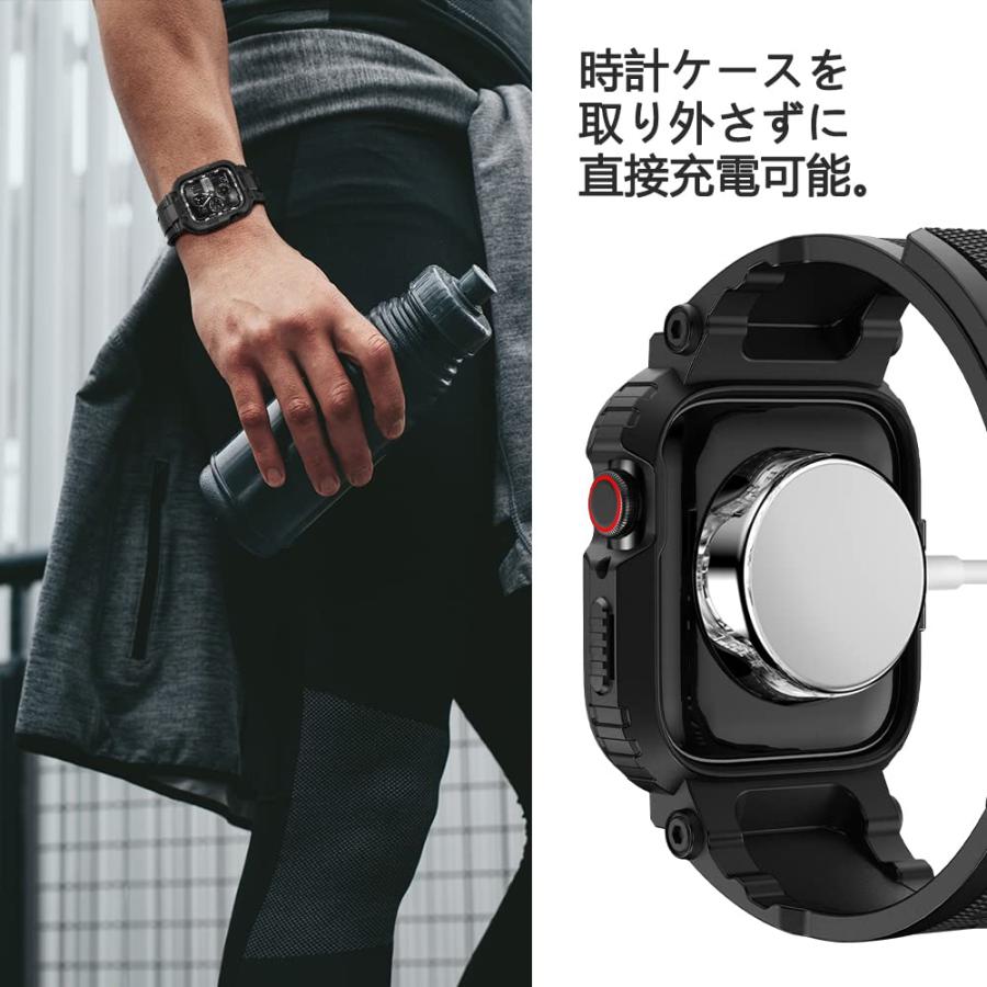 コンパチブル Apple Watch バンド 45mm 44mm 42mm バンパーケース付き 頑丈なメンズTPUベルド 一体型 スポーツバンド ア｜m2nd-rozeo｜06