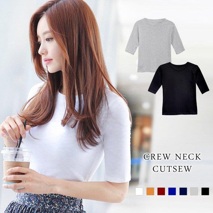 カットソー レディース 春 夏 春夏 Tシャツ 黒 白 5分袖 トップス 無地 チュニック