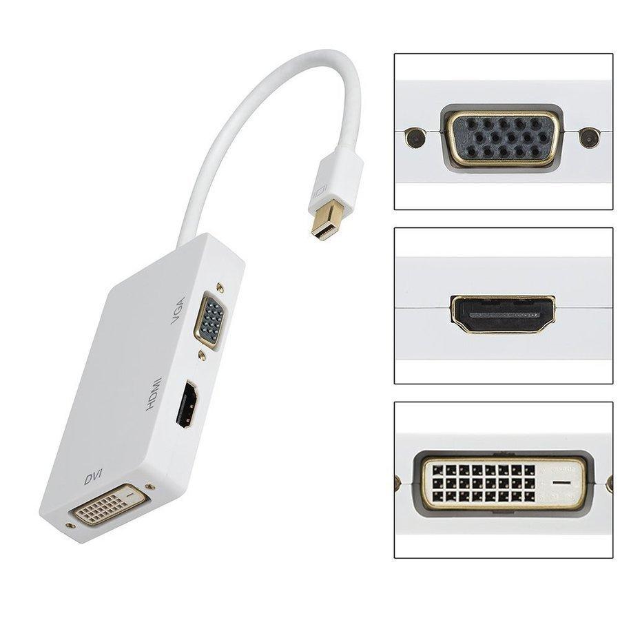 ディスプレイ DisplayPort（MiniDP）to DVI/HDMI/VGA変換アダプタ3in1 Apple Macbook/Macbook Pro/iMac/Macbook Air/Mac Mini/ Microsoft Surface pro 456｜m5103｜11