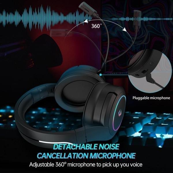 PC用に交換可能なゲーミングヘッドセット調整可能なヘッドバンド回転式イヤーカップ - 黒