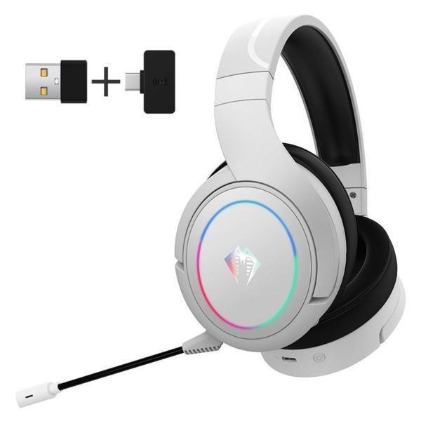 PC用に交換可能なゲーミングヘッドセット調整可能なヘッドバンド回転式イヤーカップ - 白い