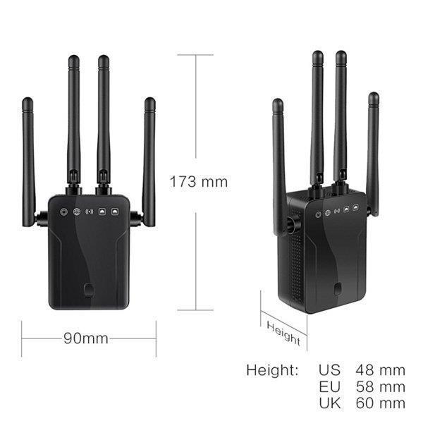 WiFiレンジエクステンダーシグナルブースター4アンテナシグナルアンプUKプラグ｜m5103｜05