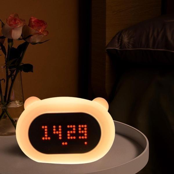 目覚まし時計常夜灯タッチセンサー調光可能なかわいいベッドサイドキッズベアシェイプ｜m5103｜05