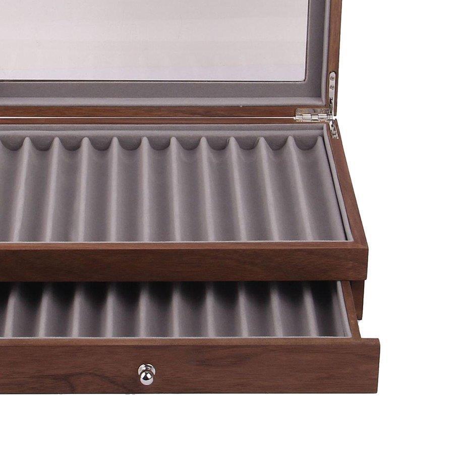 万年筆 収納ケース ペン 収納ケース 木製ペンケース ペン 収納ボックス 2層のデザイン 大容量 透明なふた 高級感｜m5103｜04