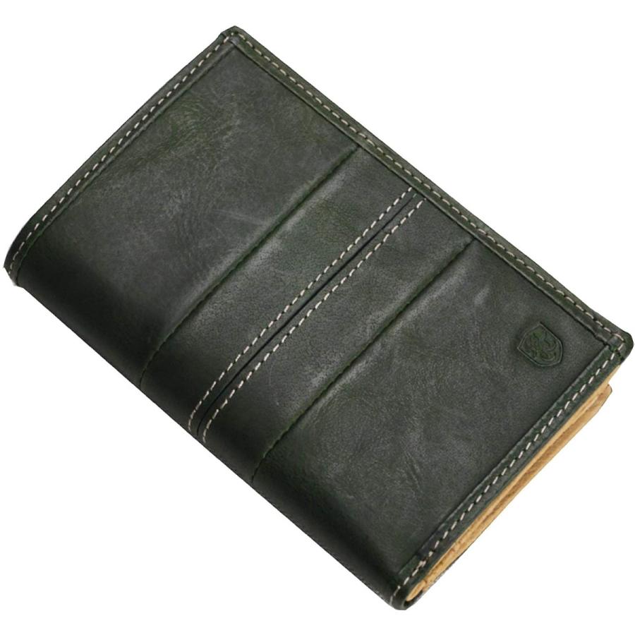 雑誌で紹介された 大容量 二つ折り メンズ ムスタッシュ 財布 人気 グリーン Dbr 5409 レザー 本革 カード10枚 チャック 小銭入れ 2 つ折財布 ブランド 財布